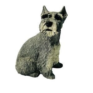 Vintage Schnauzer Dog Figurine Whiskers Martha Carey 1987 Brown Glass Eyes READ